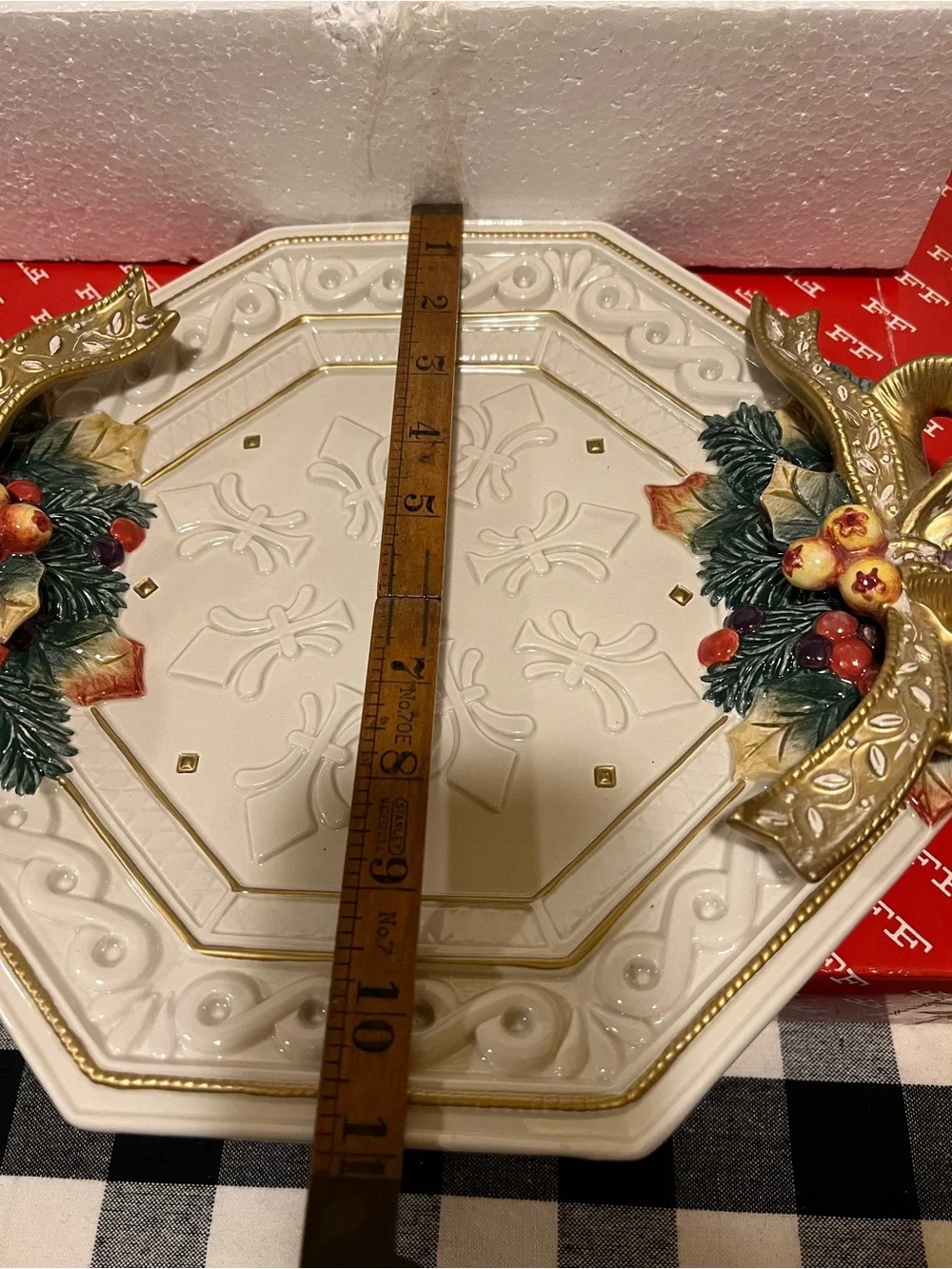 NWT FITZ & FLOYD SNOWY WOODS PLATTER FOR TUREEN.